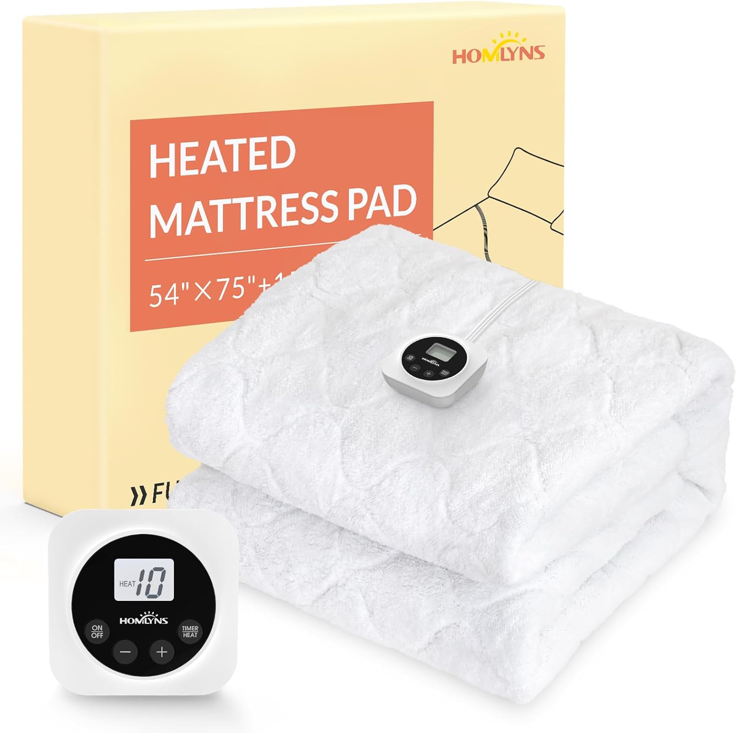 HOMLYNS LuxeHeat Electric Mattress Pad Full Size