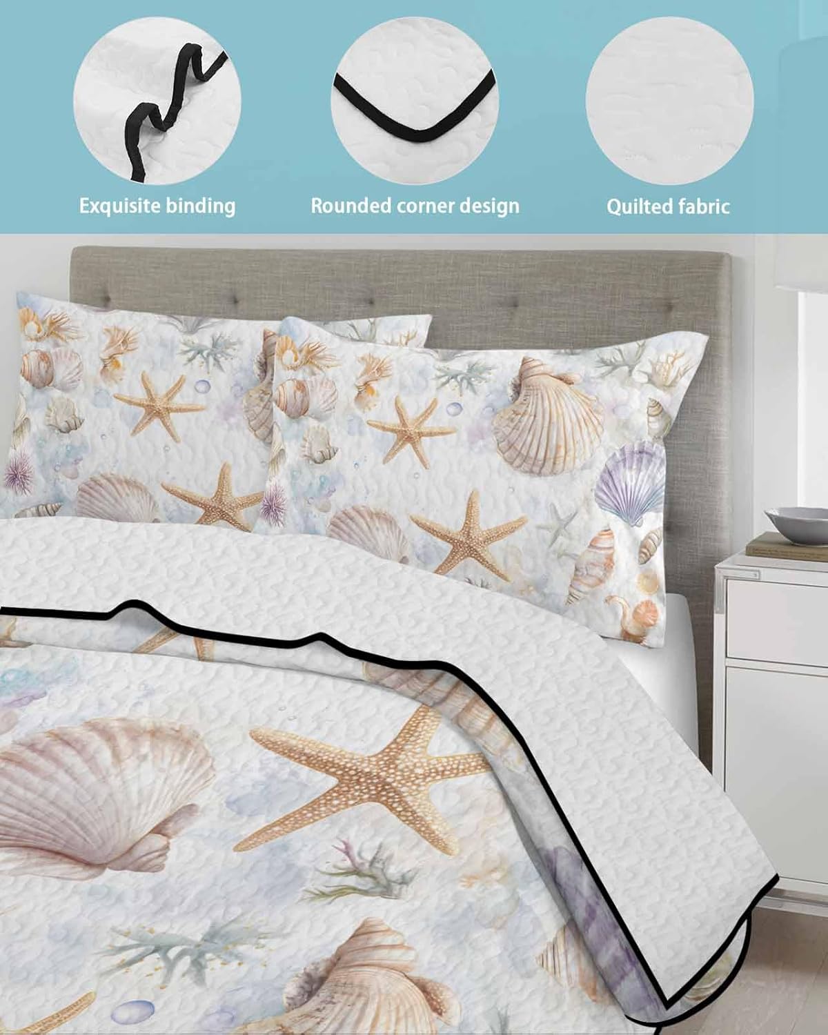 TocaHome Summer Quilt Twin XL 68x98 Inch Set with 2 Pillowcases