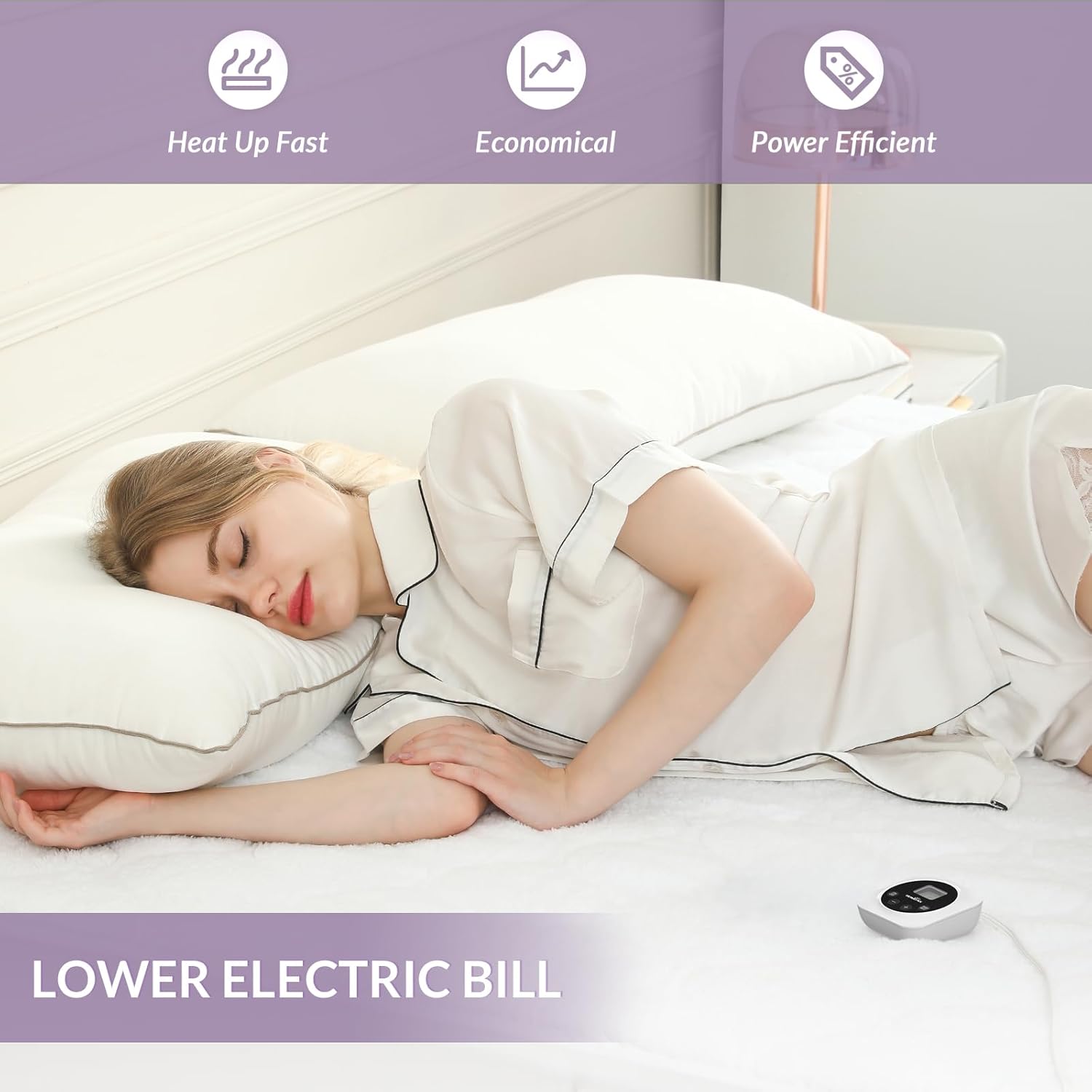 HOMLYNS LuxeHeat Electric Mattress Pad Full Size