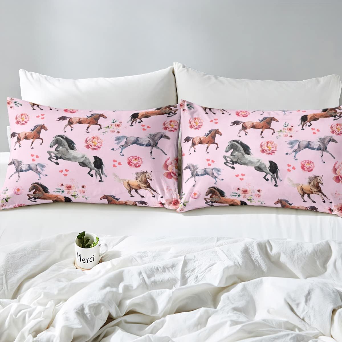 Erosebridal Pink Rose Floral Twin Bedding Set
