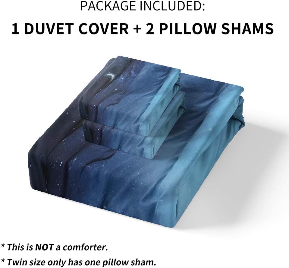 HYPREST Queen Duvet Cover Set 3pcs Star Moon Galaxy Patterned