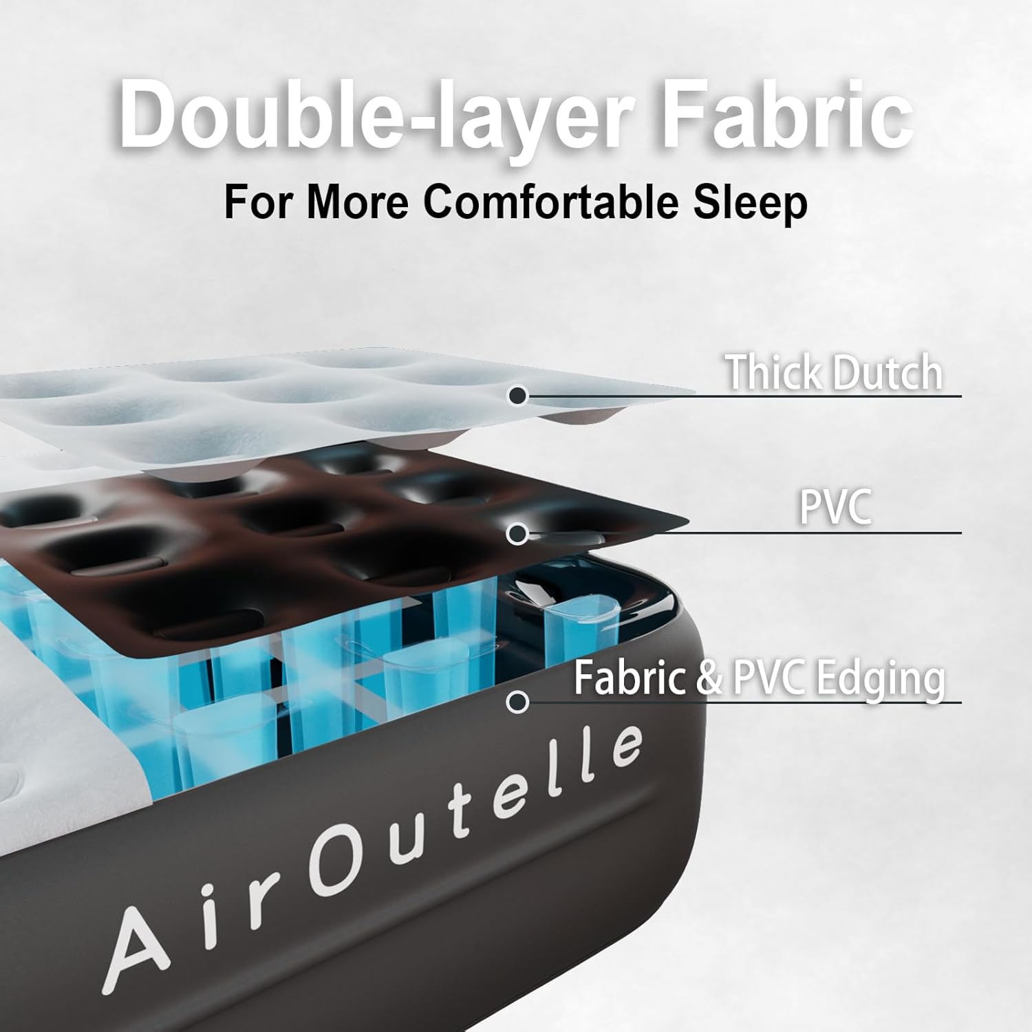 AirOutelle Queen Air Mattress with Rechargeable Pump - 18 Gray