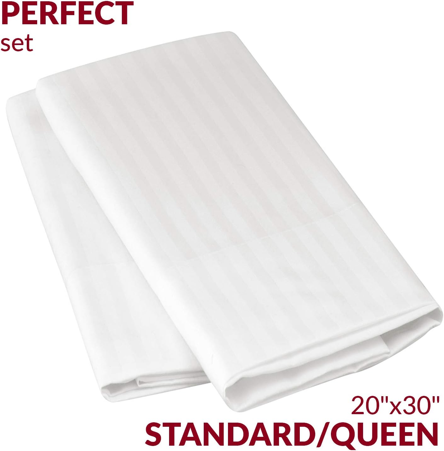Mellanni Pillow Cases - 2 PC Extra Soft Cooling Striped White