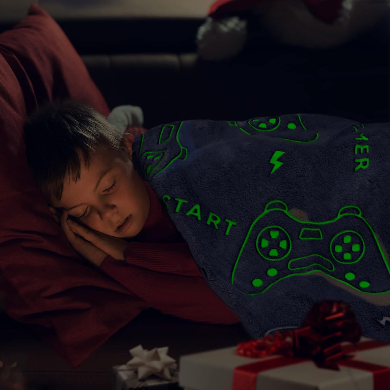 Glow in The Dark Game Controller Throw Blanket for Kids