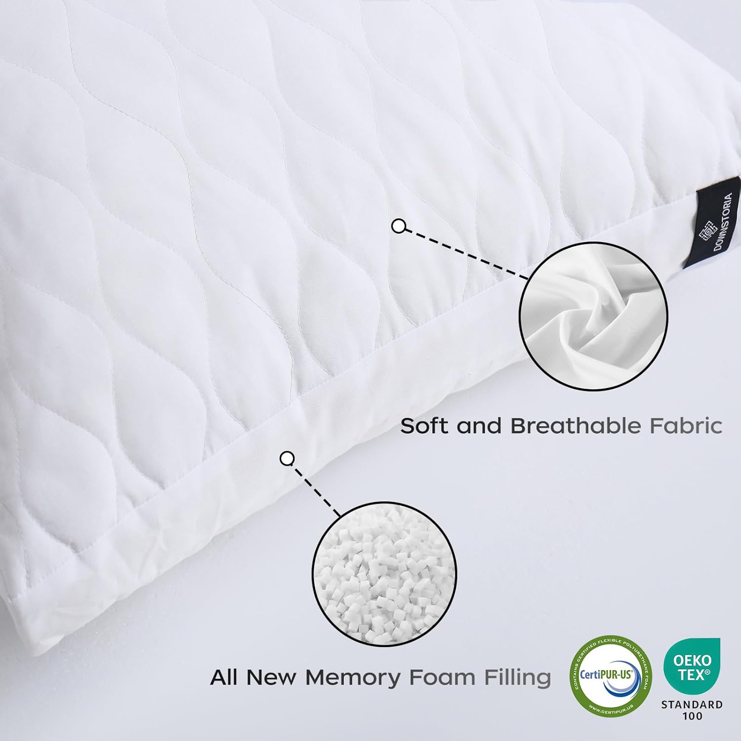 DOWNSTORIA Memory Foam Body Pillow - Fluffy Supportive 20x54 Inch White
