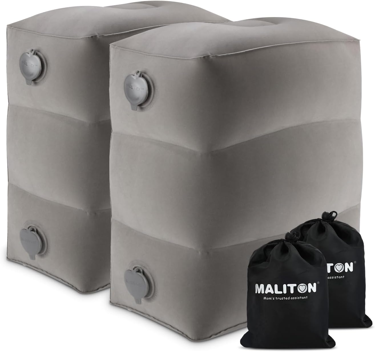 Maliton Inflatable Travel Foot Rest Pillow 2 Pack - Grey 1