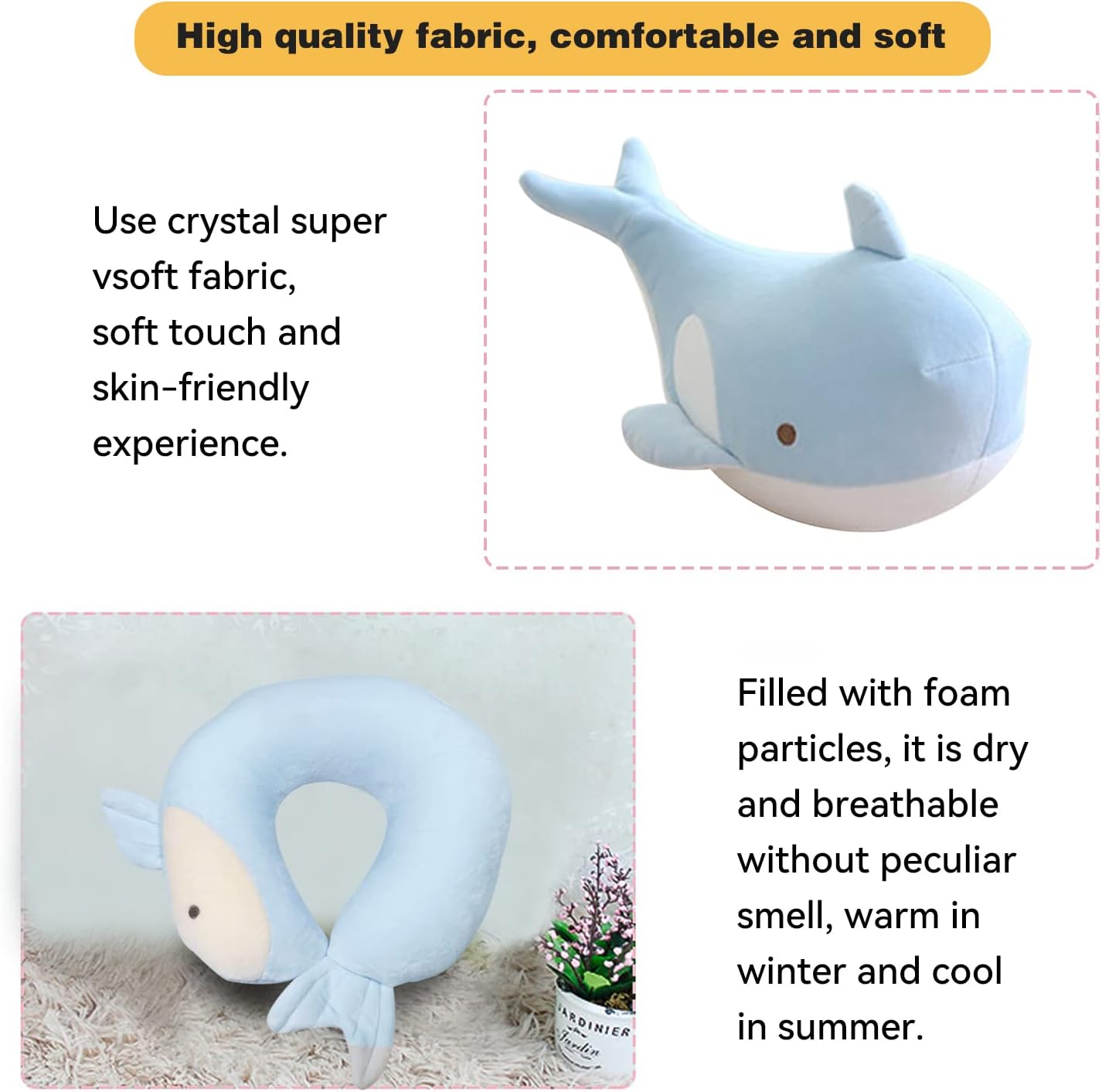 Blue Whale Kids Travel Pillow - 2-in-1 Deformable Neck Support