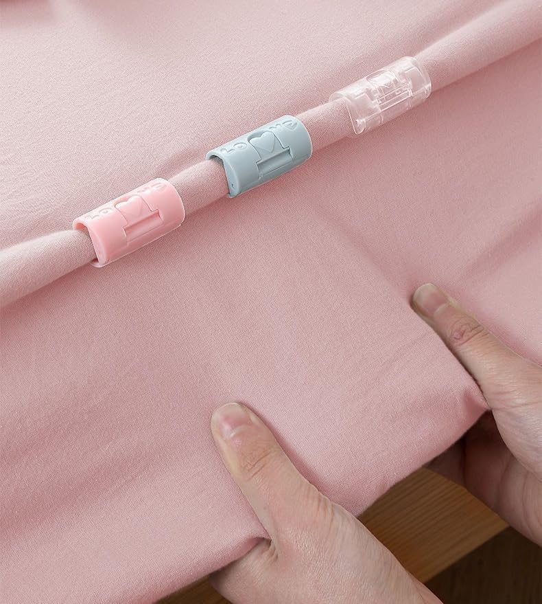 12 PCS Pink Bed Sheet Grippers - Adjustable Bedding Holders