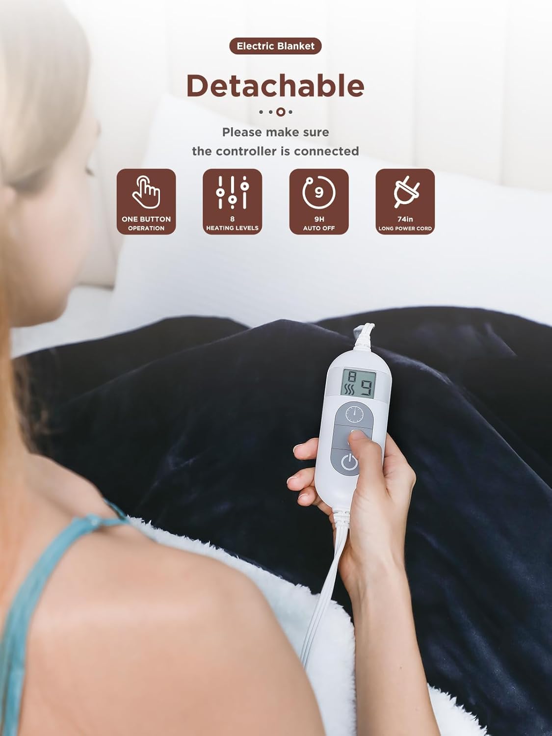 Shodu Electric Blanket Heated Throw with Timer and 8 Heating Levels