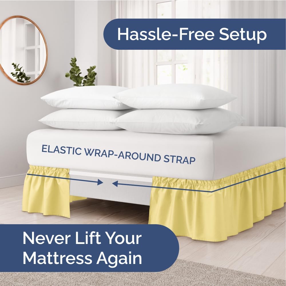 CGK Unlimited Wrap Around Dust Ruffle Bed Skirt Set - Yellow