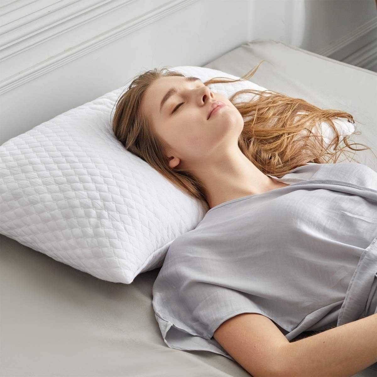 NTCOCO 2 Pack Memory Foam Pillows with Cooling Washable Cover