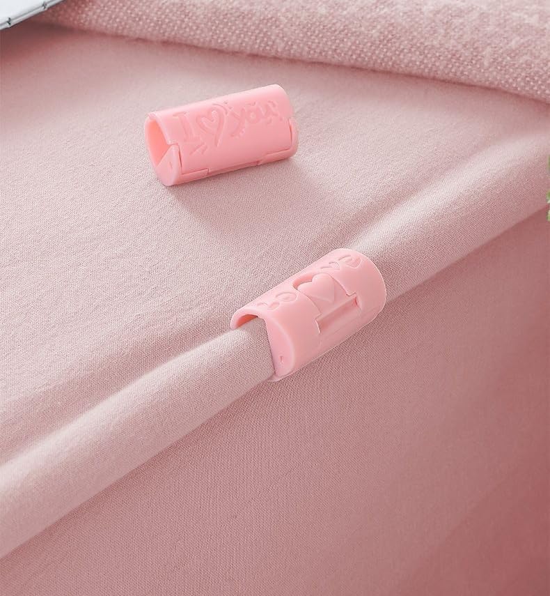 12 PCS Pink Bed Sheet Grippers - Adjustable Bedding Holders