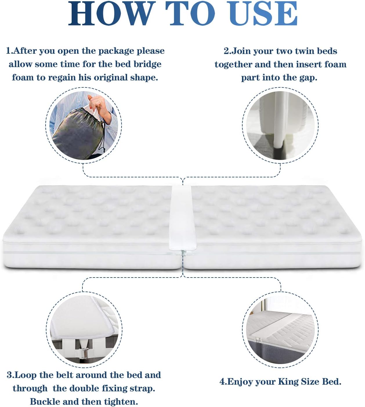 SAYGOGO Bed Bridge Twin to King Converter Kit