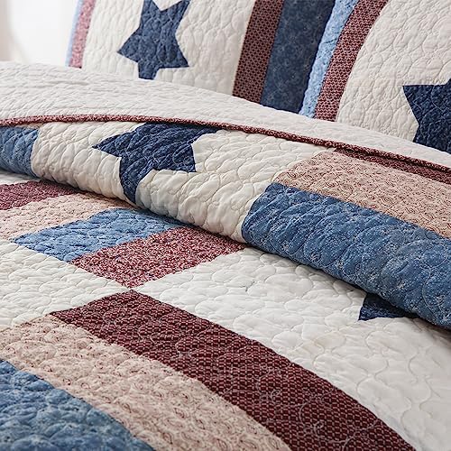 VISIMISI Cotton Bedding Quilt Set 3 Pieces Reversible Star Pattern