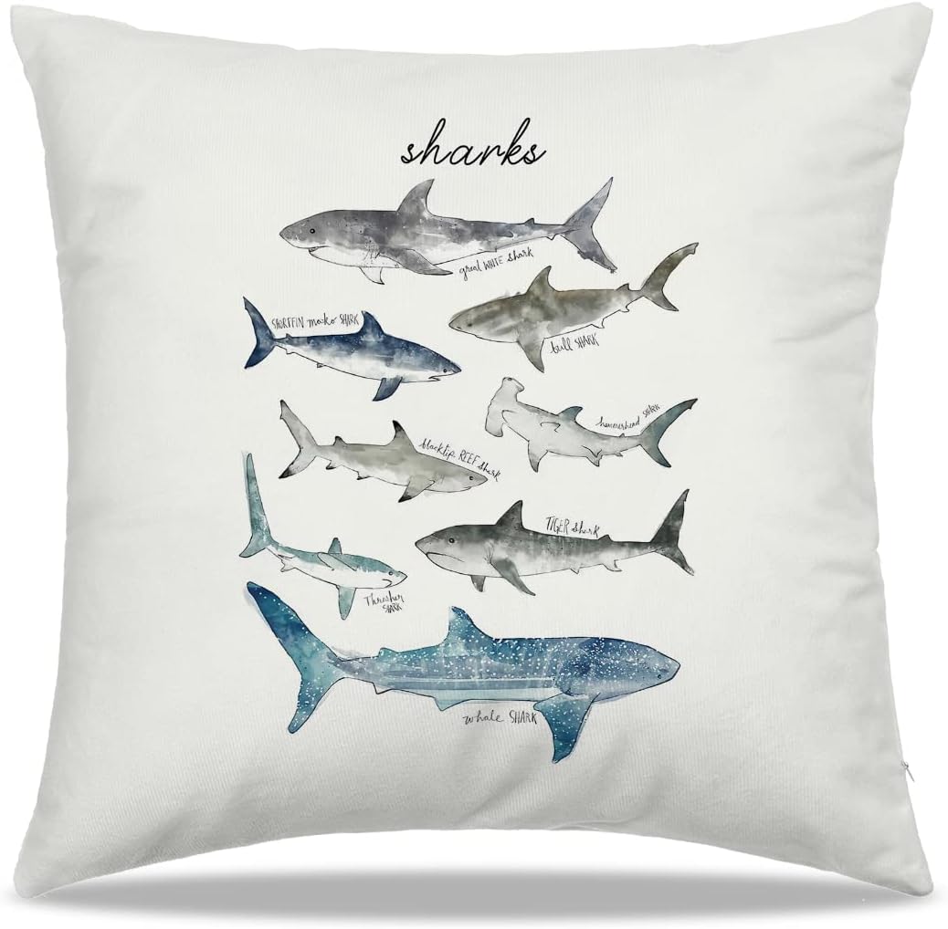 Dibor Funny Shark Pillow Cover 18x18 in