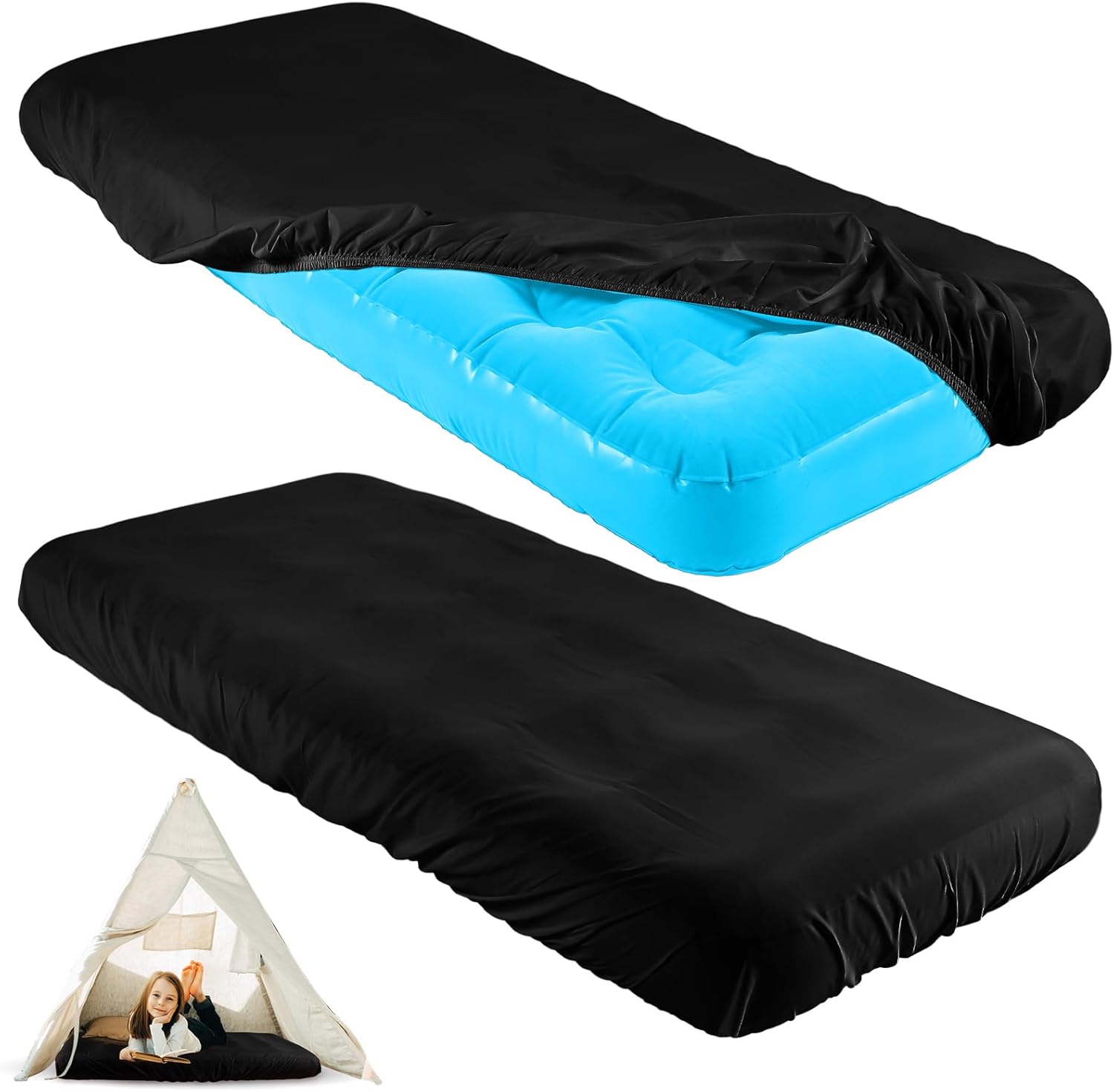 Breling Kids Fitted Sheets 2 Pcs for Air Mattress Sleepover Camping