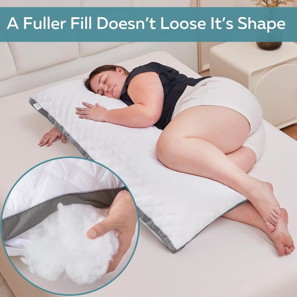 Oubonun Premium Adjustable Loft Body Pillow - Fluffy Supportive