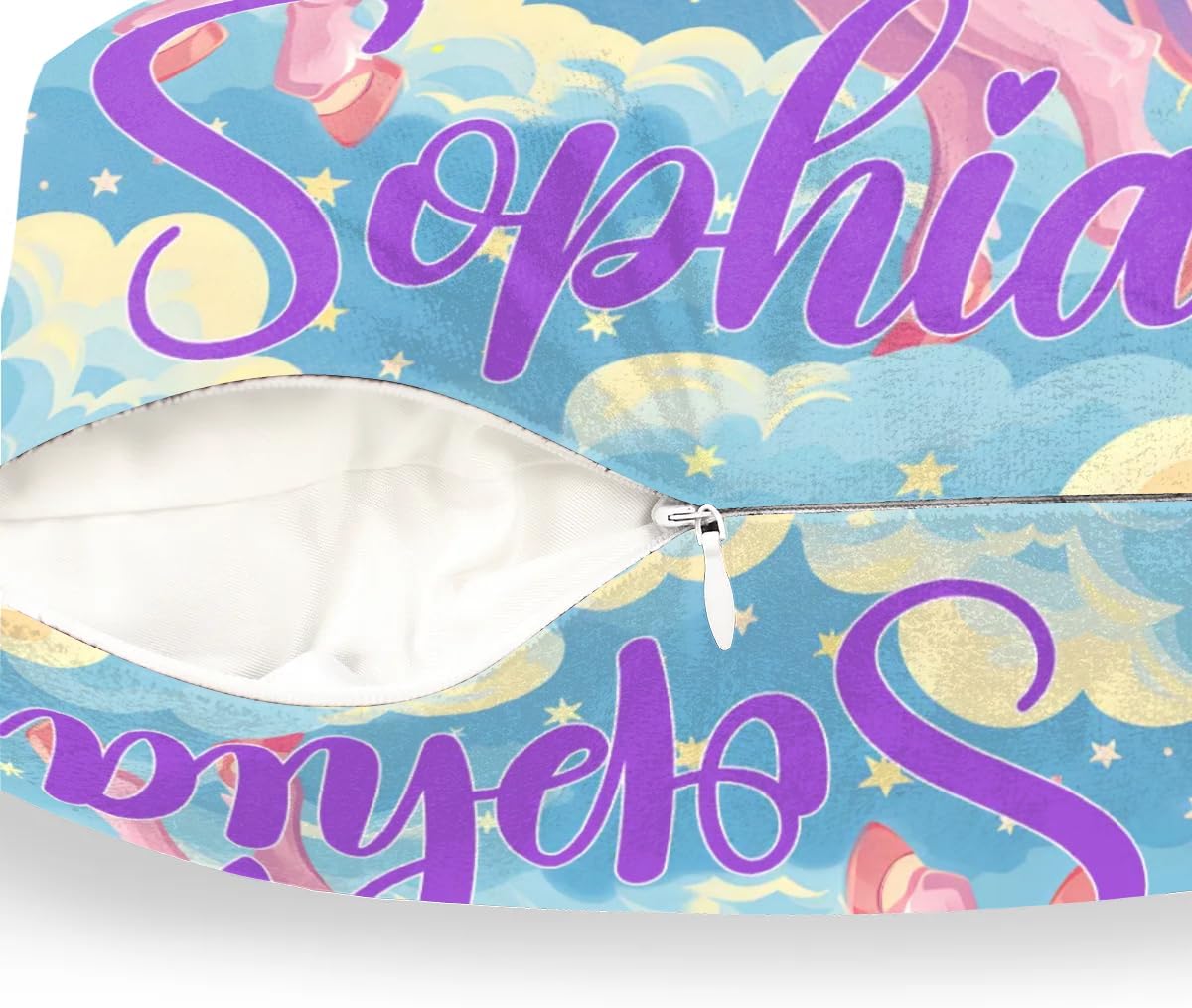 Personalized Pink Unicorn Rainbow Square Pillowcase for Kids