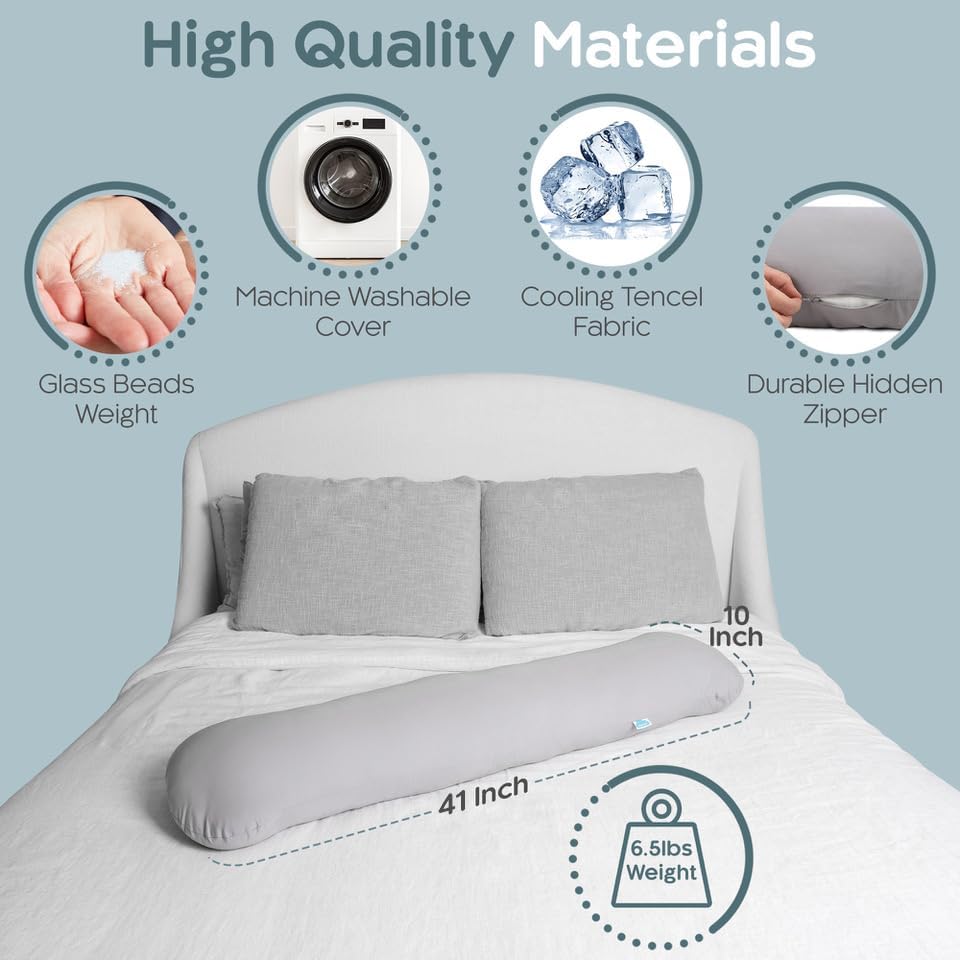 SleepCloud Weighted Body Pillow 65lbs for Deeper Sleep