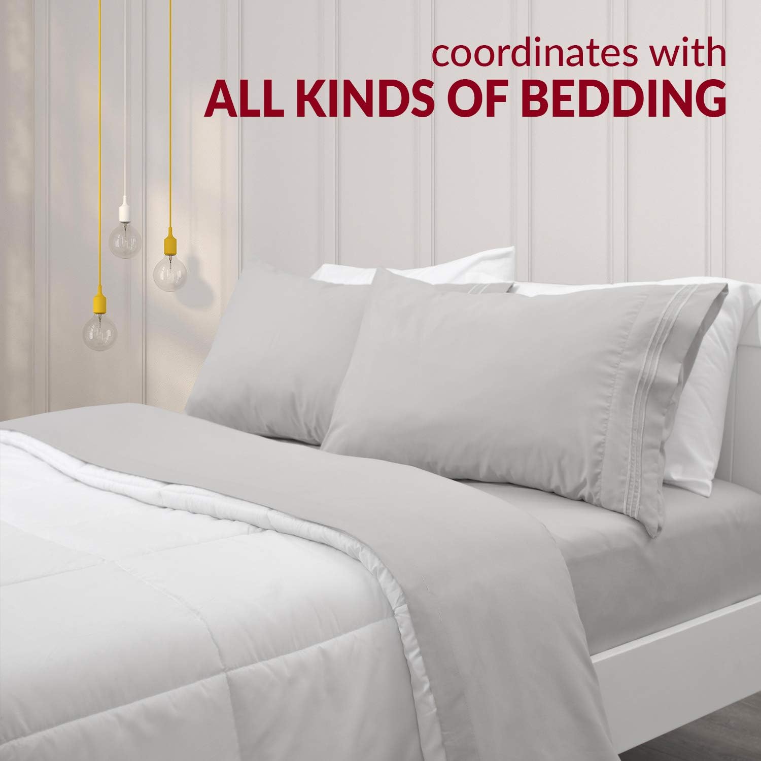 Mellanni Pillow Cases - 2 PC Extra Soft Cooling Striped White