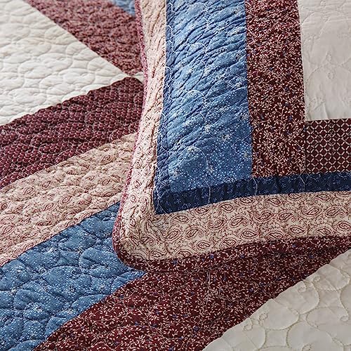 VISIMISI Cotton Bedding Quilt Set 3 Pieces Reversible Star Pattern