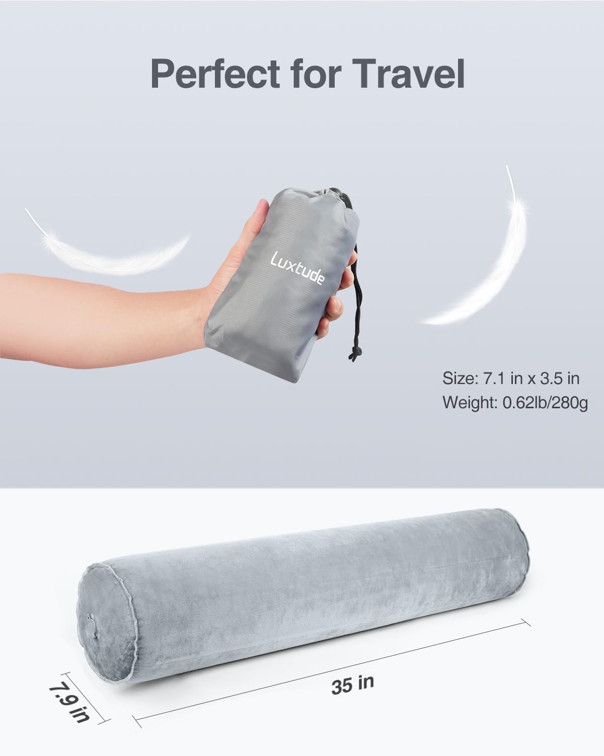 Luxtude Inflatable Body Pillow for Adults Kids 35 Inch Bolster