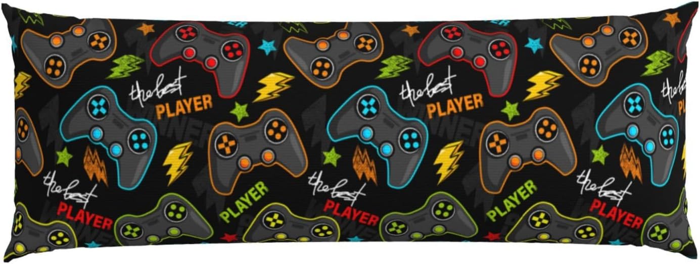 Gaming Body Pillow Case for Boys 20x60 Microfiber with Zipper