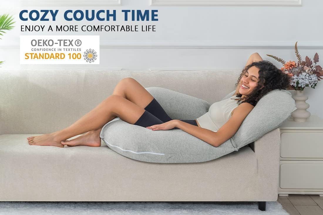INSEN Reading Pillow Back Support Pillow for Bed Grey Jersey