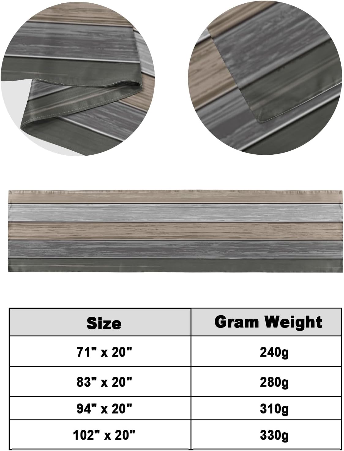 Litter Star King Bed Runner Farmhouse Gradient Gray Wood Grain Bedding Scarf