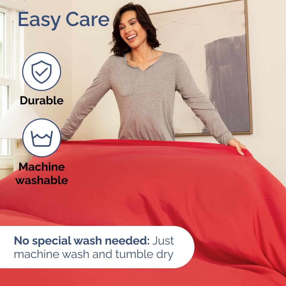 CGK Unlimited Wrap Around Dust Ruffle Bed Skirt 2 Pillowcases Bundle - Red