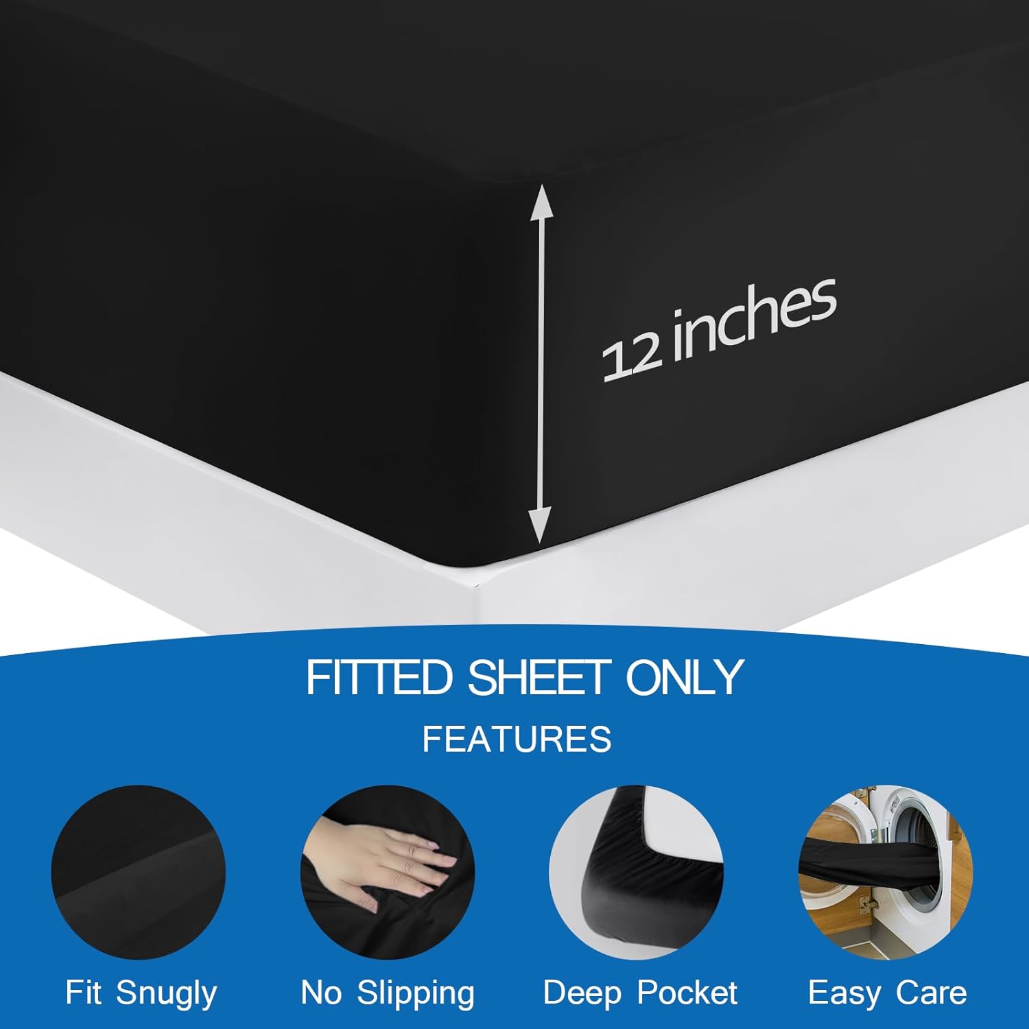 Coldwind Twin Fitted Sheet Black 39x75