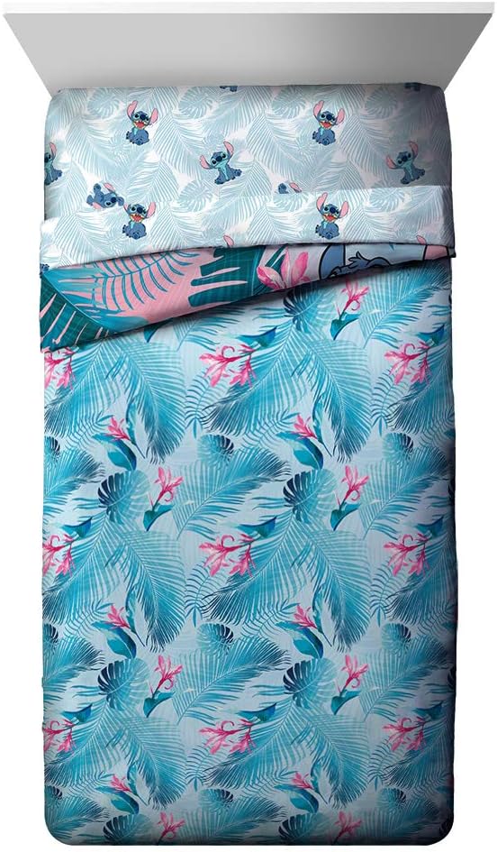 Jay Franco Disney Lilo Stitch Comforter Sham Set - Reversible Twin