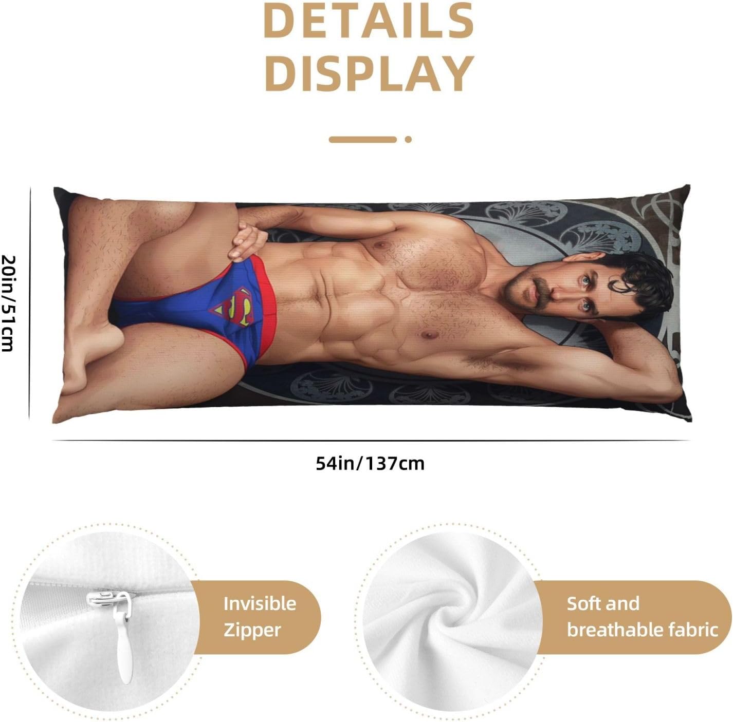 VICRRY Henry Cavill Body Pillow Cover 20x54 Inches