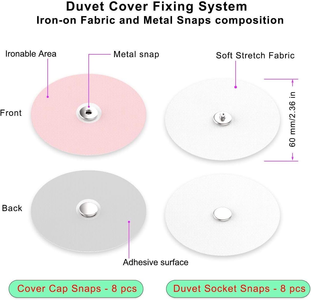 HX AURIZE Duvet Cover Snaps Metal 16 Pcs