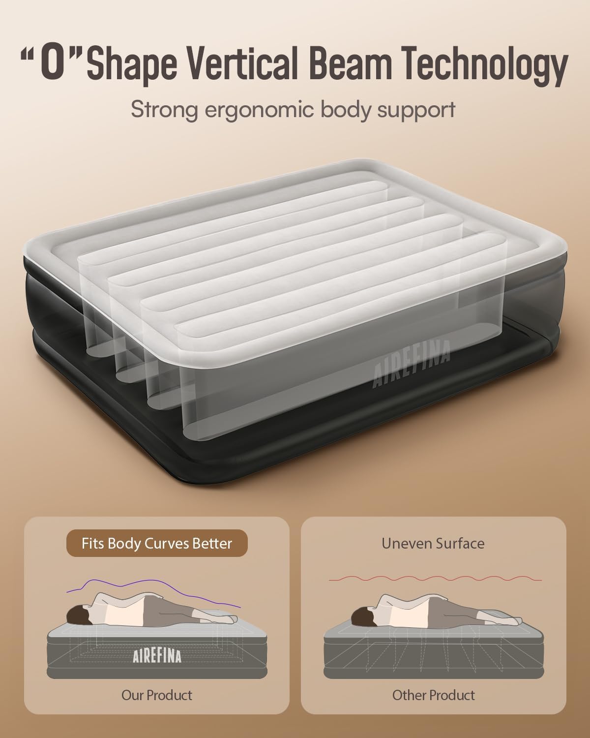 Airefina Queen Air Mattress with Built In Pump
