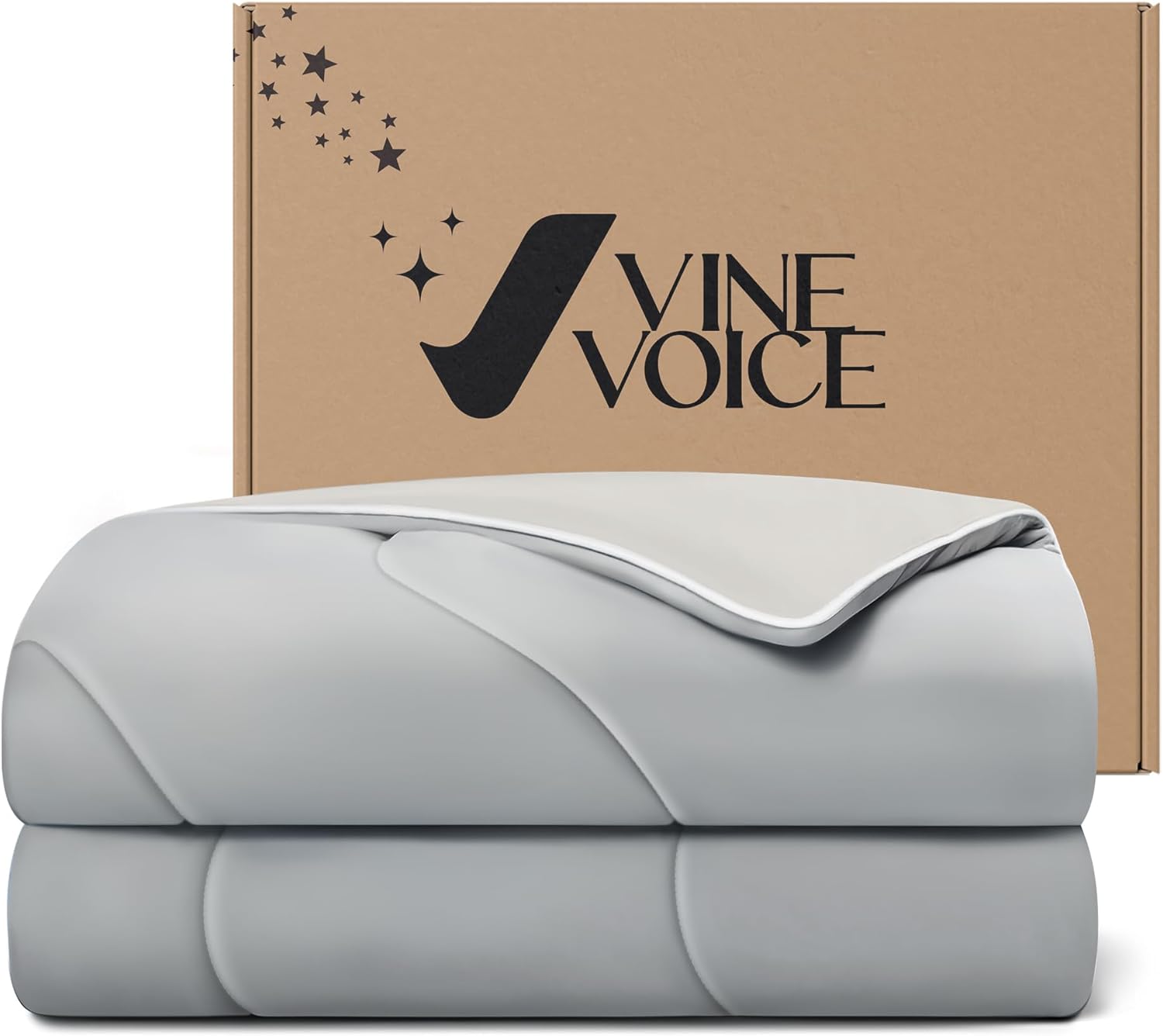 Vine Voice Cooling Blanket Queen Size - 90x90 Silver Gray