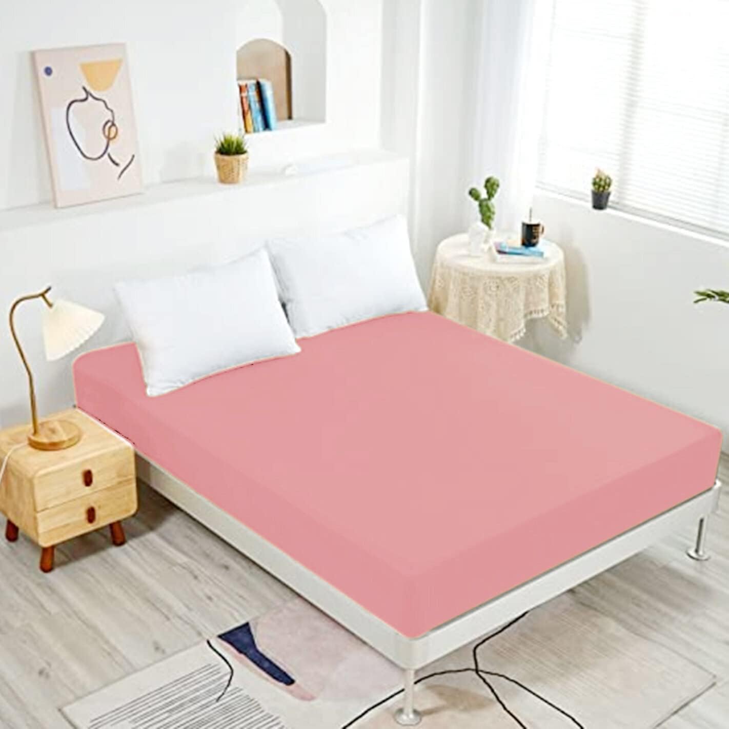 NHNHN Fitted Sheet Twin Blush - Soft Microfiber - Shrinkage Fade Resistant