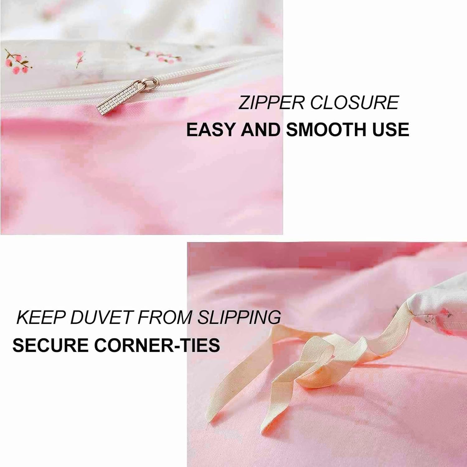 Faincy Pink White Duvet Cover Set 3 Pcs Queen Size