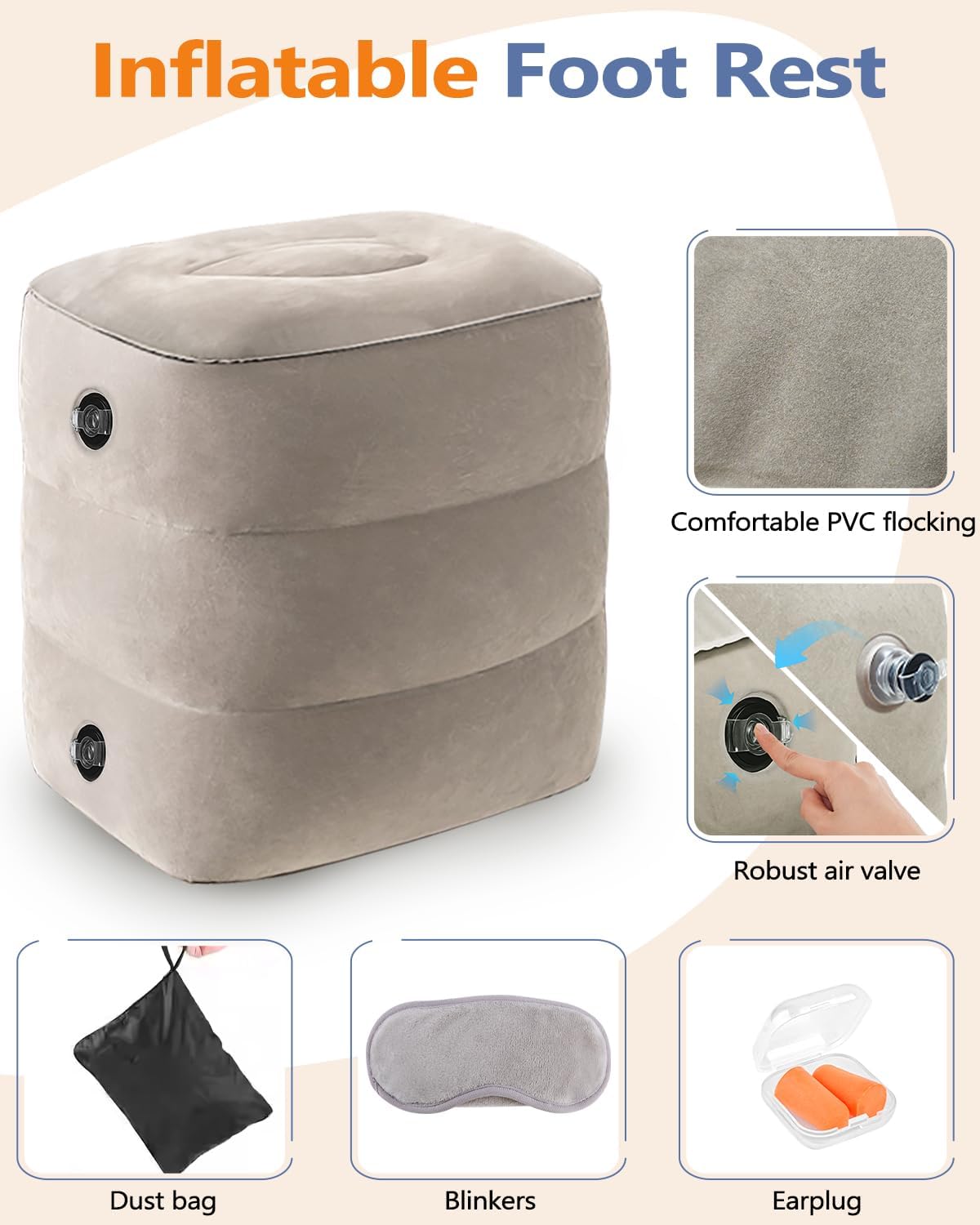 YSJILIDE Inflatable Travel Foot Rest Pillow 2 Pack