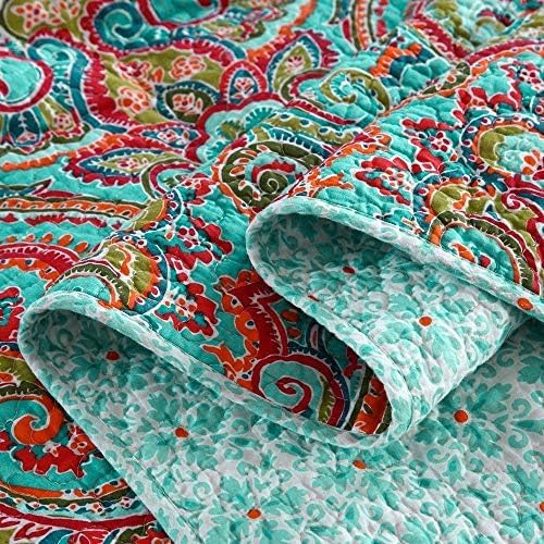 NEWLAKE Reversible Patchwork Quilt Set King Size Cotton