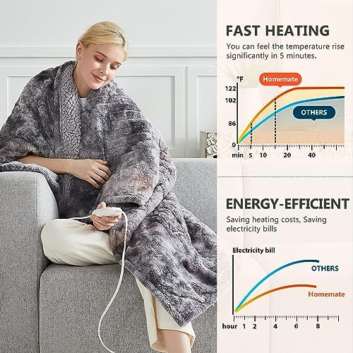 Homemate Heated Blanket - 50x60 Electric Throw with 10 Heat Levels