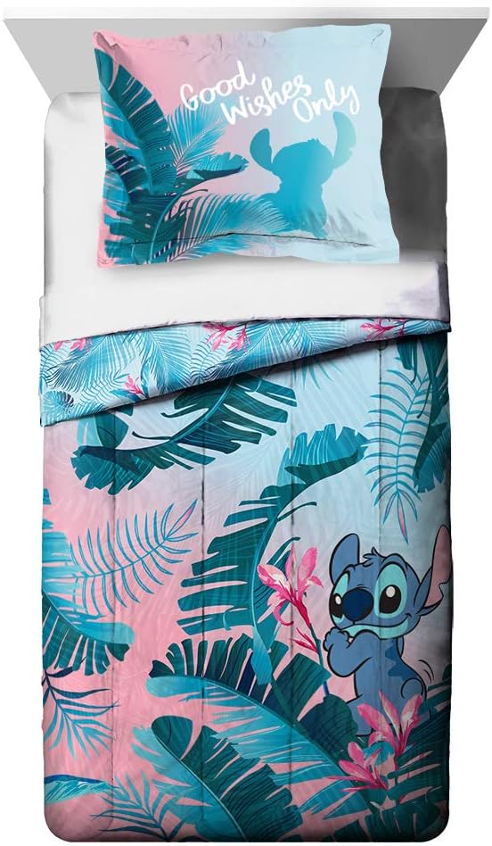 Jay Franco Disney Lilo Stitch Comforter Sham Set - Reversible Twin