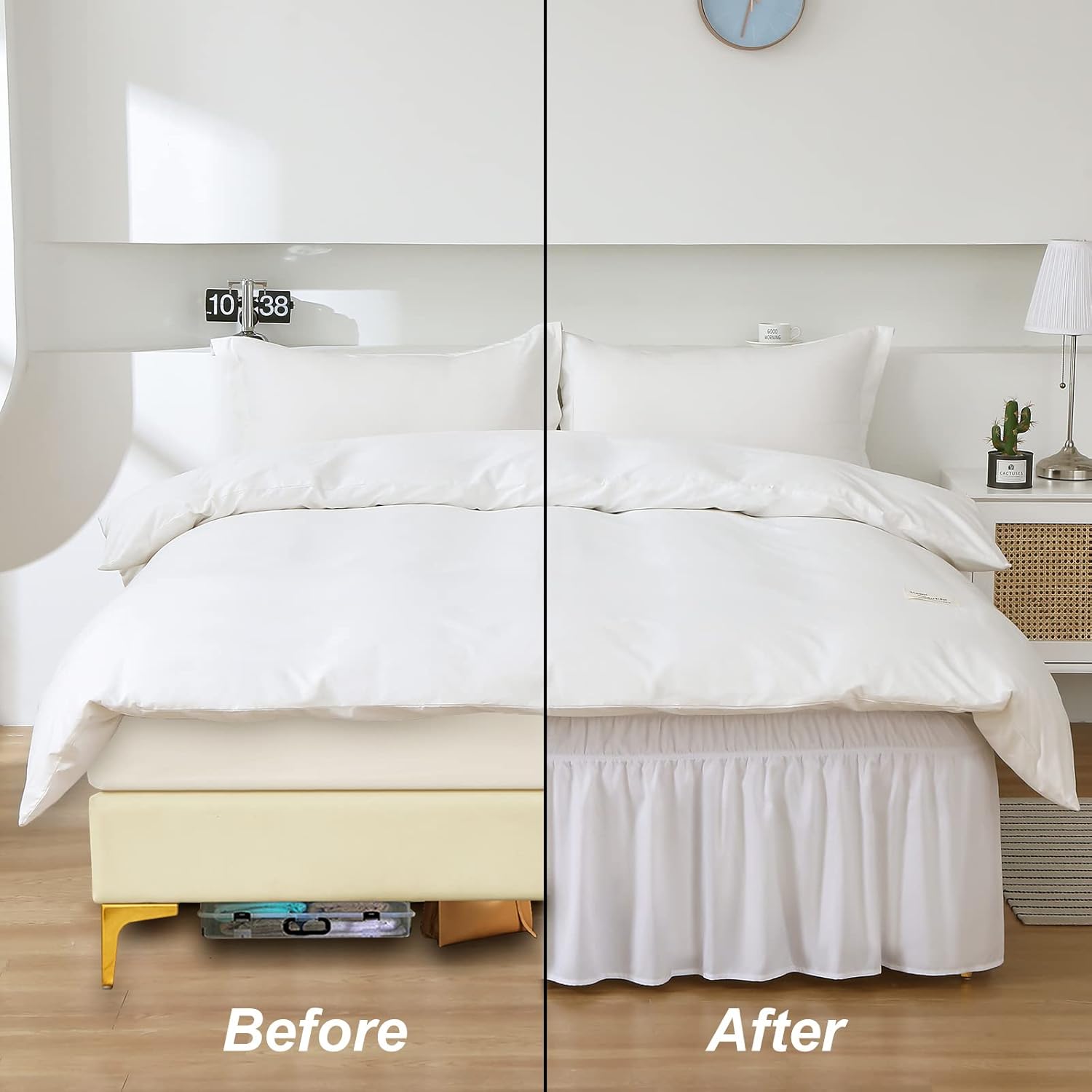 MEILA Wrap Around Bed Skirt with Three Fabric Sides