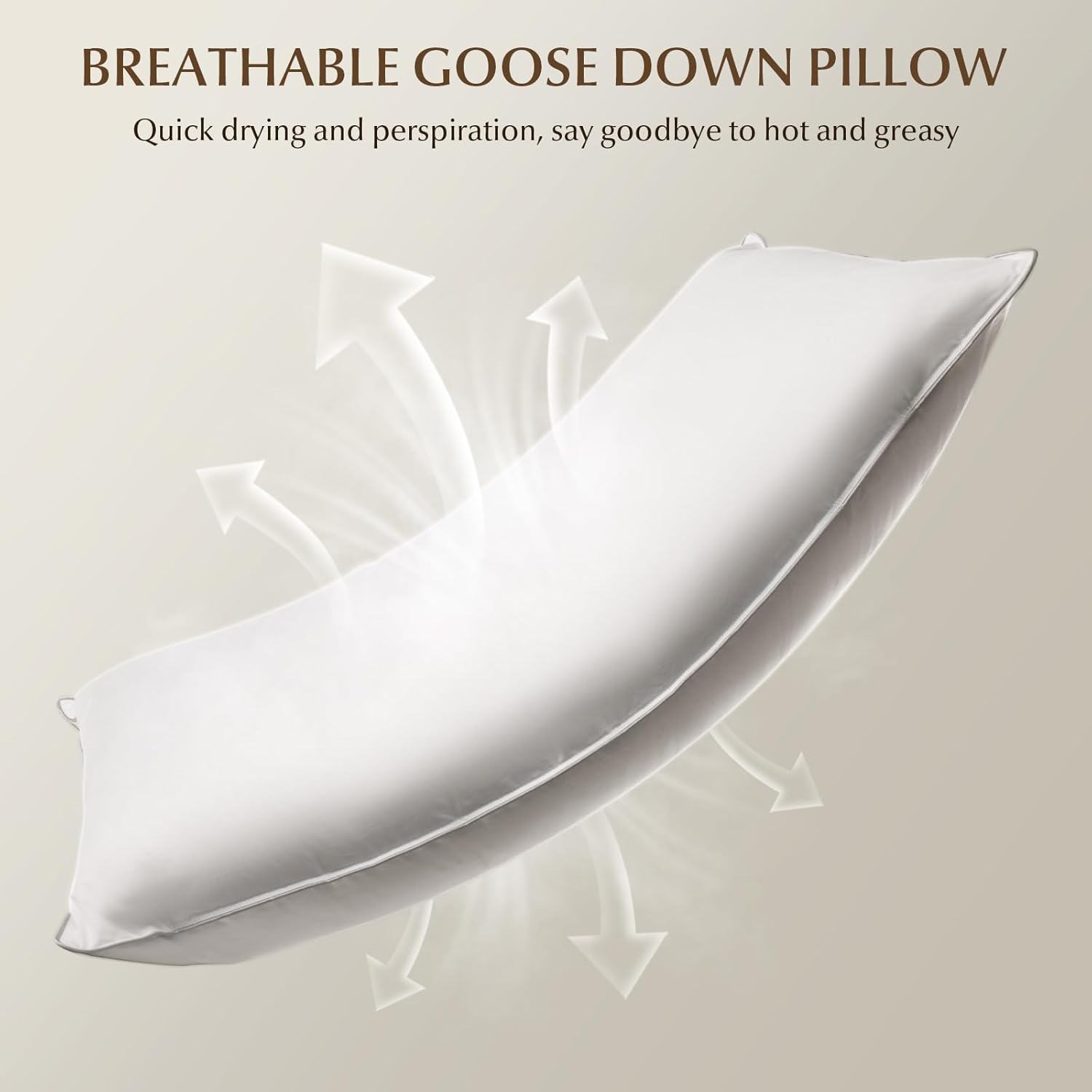 Finbuco Natural Goose Down Pillow - 750 Fill Power Soft Comfort Hotel-Luxury