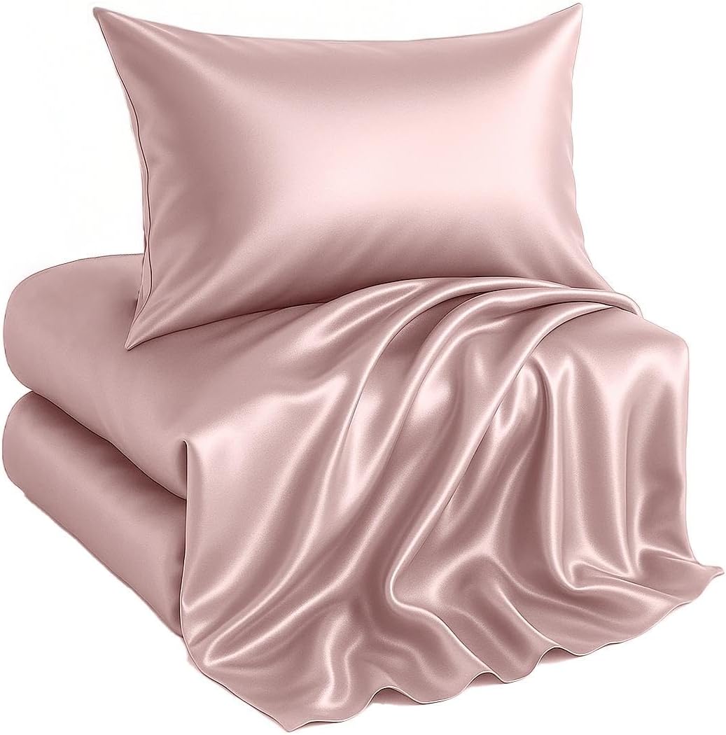 Casa Platino Twin Satin Sheets Set 3 pcs Pink