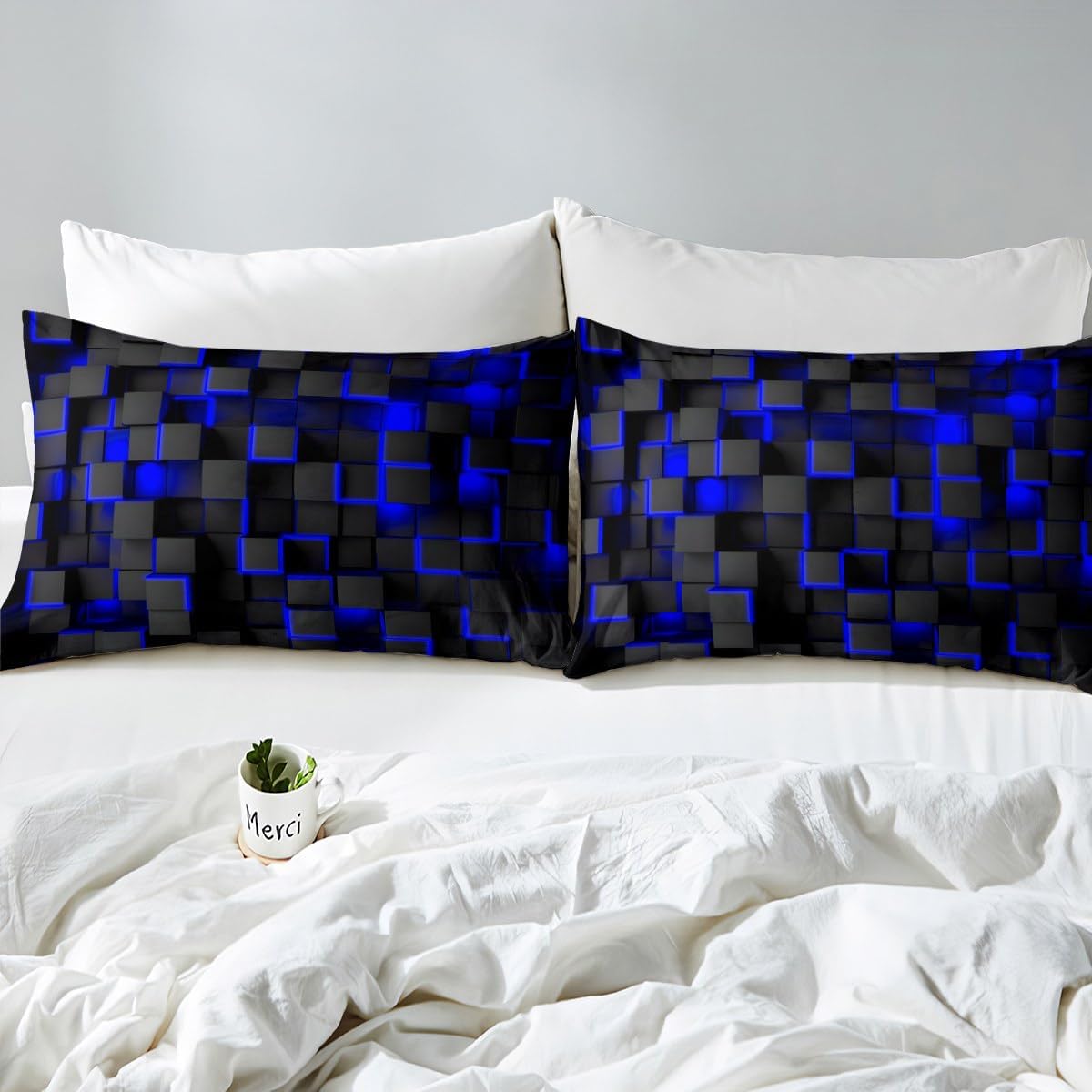 Feelyou Duvet Cover Set with Blue Black 3D Print Design
