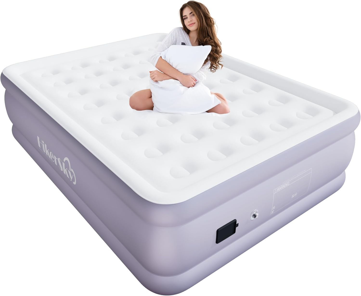 HikerSKY Queen Air Mattress with Wireless Pump 22 Inch Purple