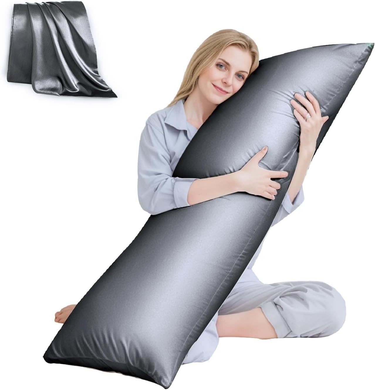 HUXMEYSON Cooling Body Pillow with Removable Satin Case
