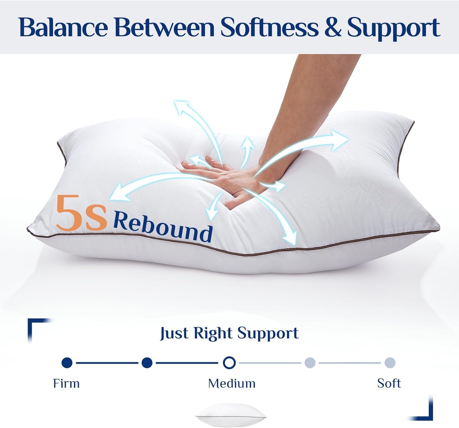 JOLLYVOGUE Bed Pillows Set of 4 Cooling Supportive Hotel Collection