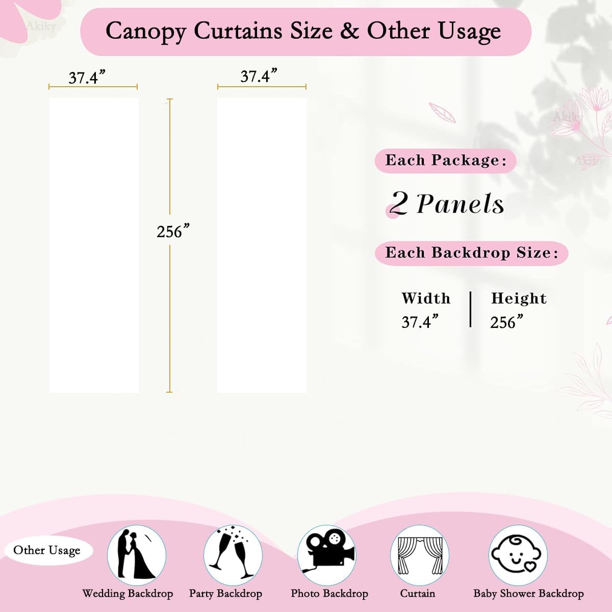 Akiky Canopy Bed Curtains with Round LED Light